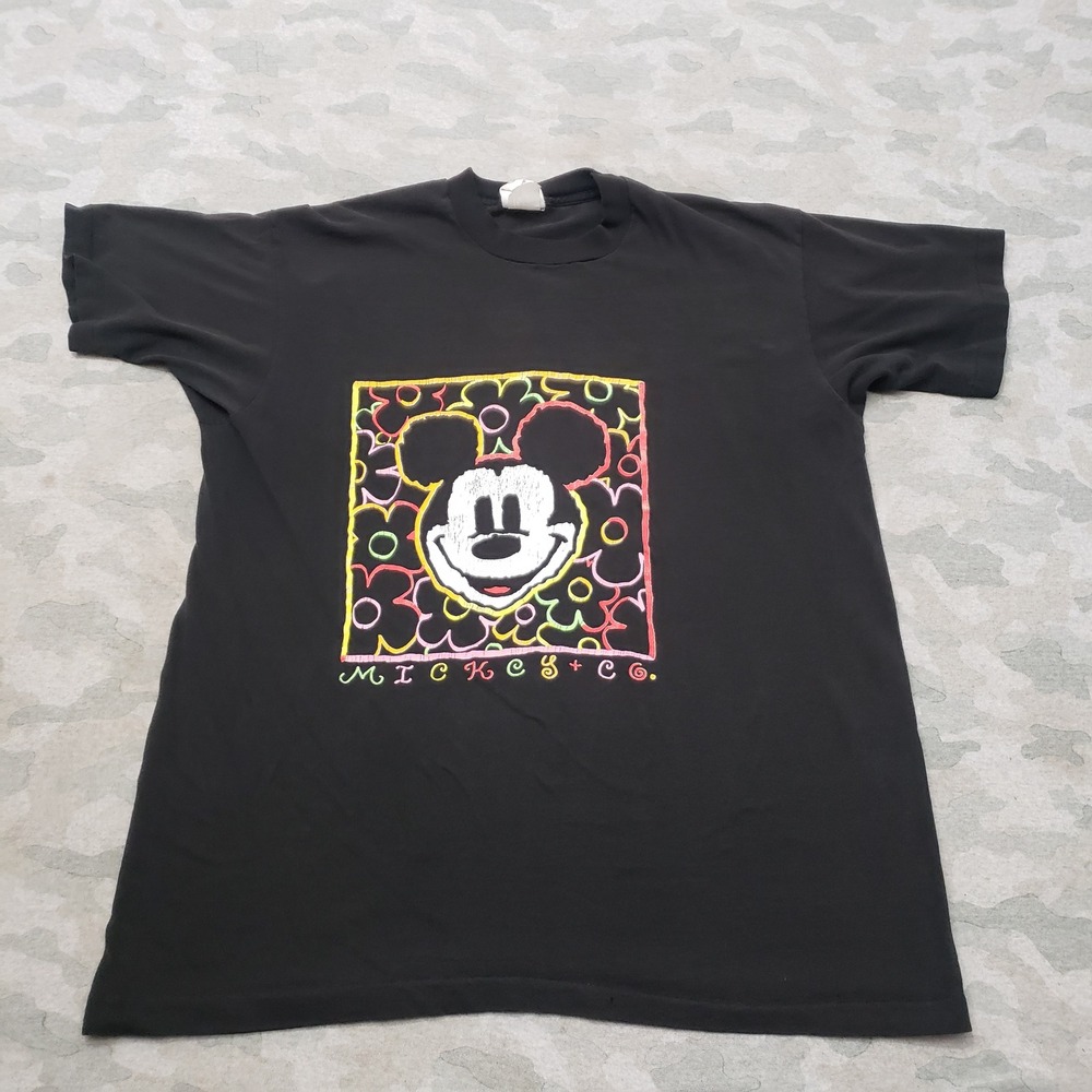 Vintage Mickey & Co Shirt Mens XL Black Short Sleeve Single Stitch